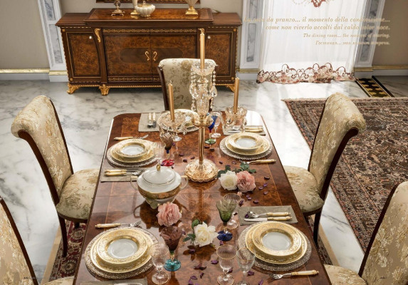 Mesa de comedor Diseño Muebles Decoración Mesas Madera maciza Mesa Nueva Lujo Italiano