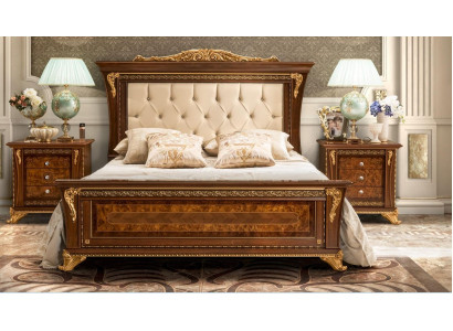 Cama doble de madera maciza para dormitorio diseño cama MobilPiu Luxury.