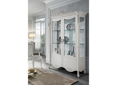 Vitrina Blanca Mueble de Vidrio Diseño Clásico Armario de Lujo Muebles de Madera Vitrinas Nuevas