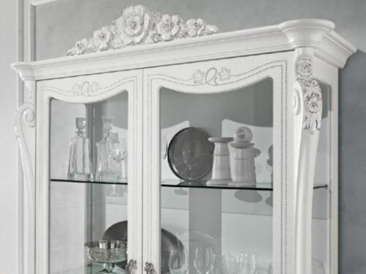 Vitrina Blanca Mueble de Vidrio Diseño Clásico Armario de Lujo Muebles de Madera Vitrinas Nuevas