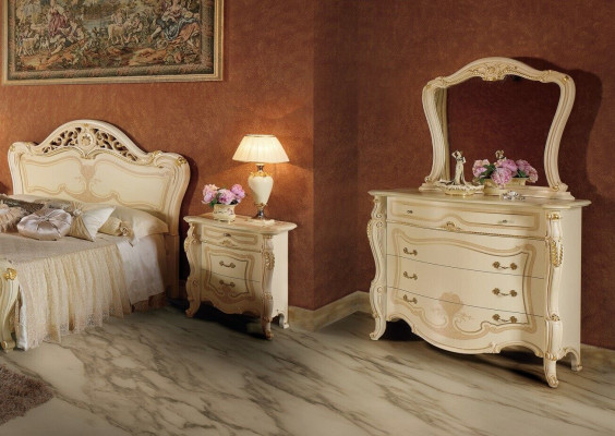 Diseño Muebles Armario Grupo Nuevo Lujo 2 piezas Cómoda Espejo Madera Conjunto Clásico