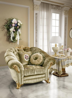 Silla de lujo tapizada Cóctel Relax Sala de estar Sillas Muebles Diseño Sillón beige