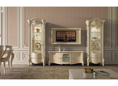 Vitrina clásica Vitrinas Armario de lujo Madera Estilo italiano Muebles de vidrio Nuevo
