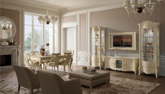 Vitrina clásica Vitrinas Armario de lujo Madera Estilo italiano Muebles de vidrio Nuevo