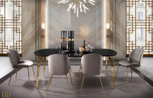 Mesa de comedor muebles de diseño italiano de lujo mesa de comedor mesas de comedor mármol acero inoxidable