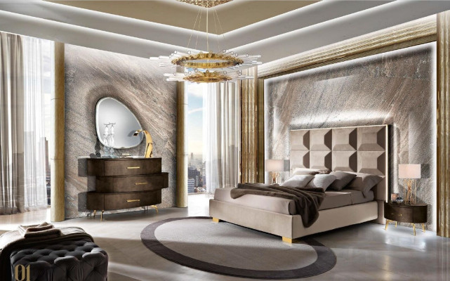 Cama Lujo Camas Marco de cama Madera Dormitorio Doble Matrimonial Muebles italianos Nuevo