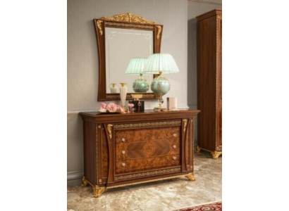 Conjunto de cómodas Muebles italianos de 2 piezas Cómoda de madera maciza con espejo Credenza