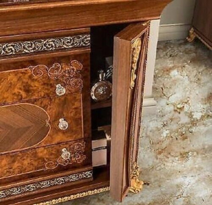 Conjunto de cómodas Muebles italianos de 2 piezas Cómoda de madera maciza con espejo Credenza