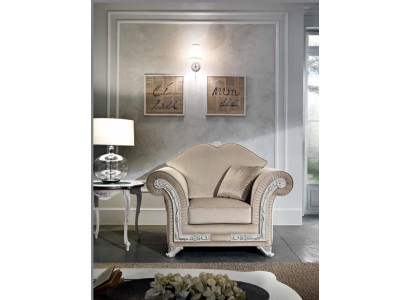 Silla de lujo clásica de una sola plaza de madera beige, sillón de salón muebles de Italia