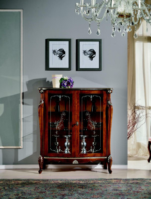 Muebles de diseño de lujo de madera estilo vitrina antiguo barroco italiano aparador.