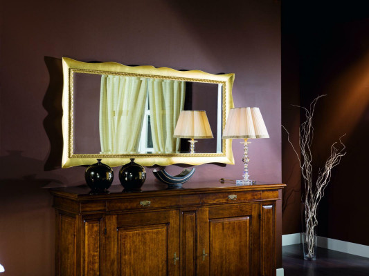 Espejo de pared de cristal de gran tamaño xxl dorado 181x91 marco de madera Espejo colgante Barroco Rococó