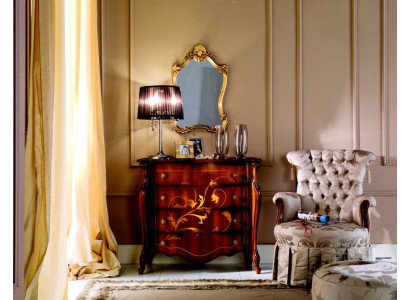 Mueble de diseño italiano, cómoda armario marrón, muebles de lujo de madera barroca.