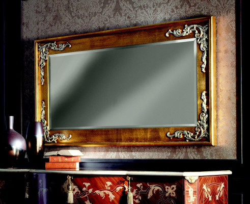 Diseñador Espejo grande moderno Espejo de pared Marco de madera real Espejo colgante Clásico Nuevo