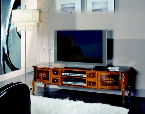 Diseño Aparador TV Mesa Baja RTV Armario Mesa Sala de Estar Mueble de Madera Estilo Barroco Nuevo