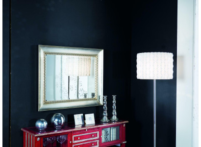 Espejo de pared clásico con marco de madera, espejo de lujo, mueble de plata con marco de cristal colgante.