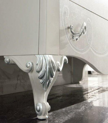 Cómoda con espejo de madera en estilo moderno para el dormitorio.