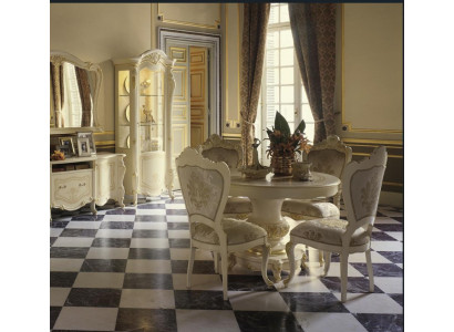 Mesa redonda de lujo de madera maciza italiana para el comedor, mesas redondas muebles de comedor nuevos.