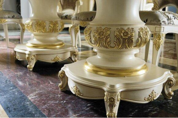 Mesa redonda de lujo de madera maciza italiana para el comedor, mesas redondas muebles de comedor nuevos.