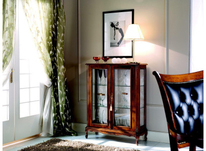 Diseñador no vidriera madera marrón aparador puertas de vidrio lujo muebles italianos.