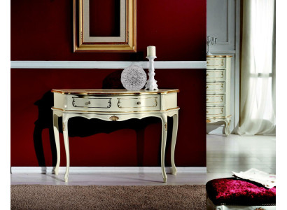 Muebles de diseño Estilo Barroco Lujo Mesa Consola Blanca Madera Mesa Italiana Mesas