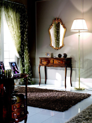 Muebles italianos de lujo en madera Conjunto de 2 piezas Estilo de muebles Barroco Consola con espejo Nueva