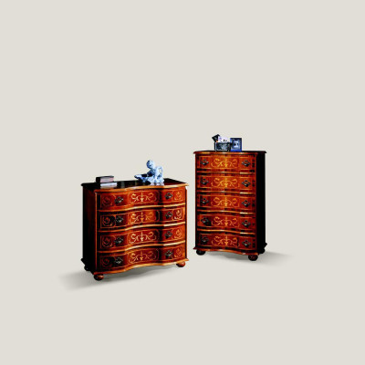 Mueble italiano de madera design de lujo, cómoda de armario con 4 cajones, marrón.
