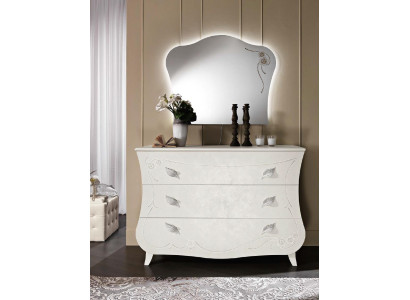 Cómodas Muebles italianos Macizos Espejo 2 piezas Cómoda Aparador Armario Madera
