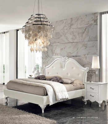 Cama de lujo Camas clásicas Estructuras de cama Doble Moderno Cama doble moderna Blanca