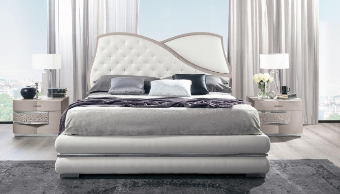 Cama Estructura de la cama Marco de cama Camas Doble Lujo Cama doble Blanco Diseño moderno