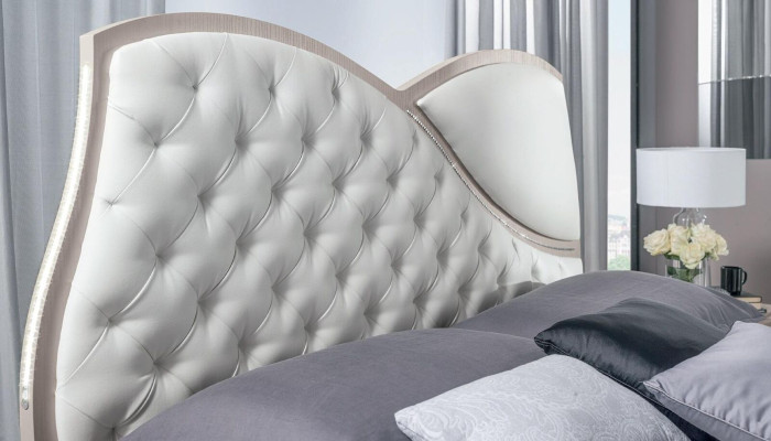 Cama Estructura de la cama Marco de cama Camas Doble Lujo Cama doble Blanco Diseño moderno