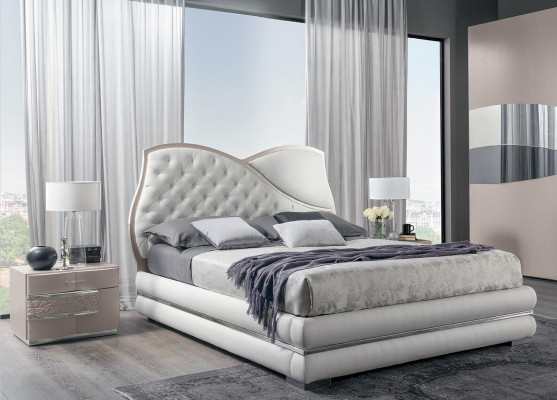 Cama Estructura de la cama Marco de cama Camas Doble Lujo Cama doble Blanco Diseño moderno