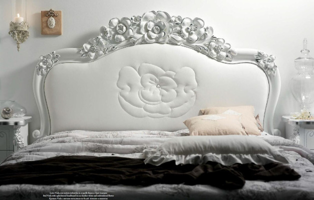 Cama blanca Dormitorio Camas Madera Lujo Muebles Diseño Clásico Hotel Doble