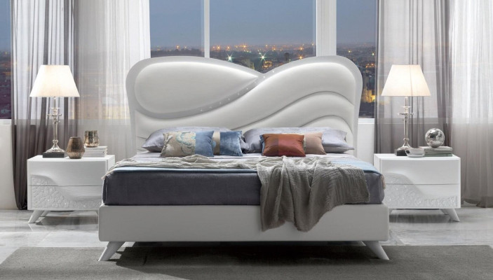 Cama doble, marco de cama, camas, blanco, doble, moderno, lujo, estilo Italia, nuevo.