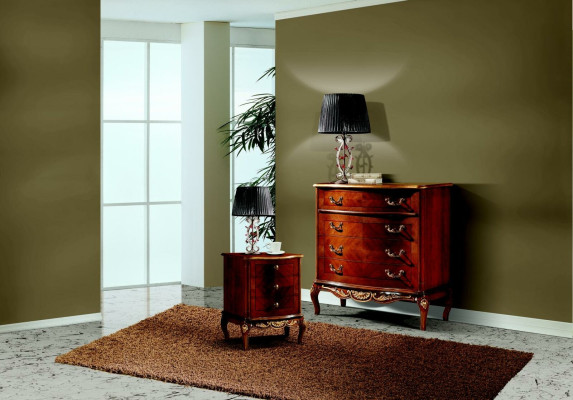 Muebles barrocos italianos de noche en marrón de madera - nuevo.