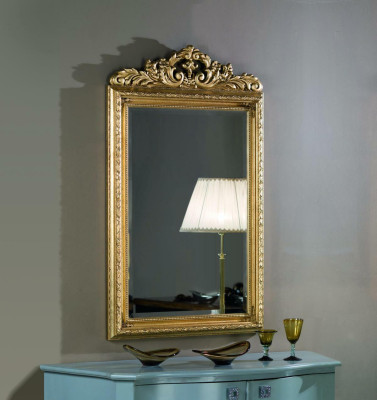Marco de cristal Espejo de pared clásico con marco de madera Muebles espejo Nuevo 133x81cm.