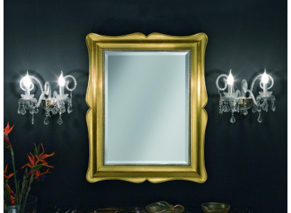 Espejo Mueble Barroco Espejo de pared clásico de madera 85x105 Marco de vidrio de oro de pared