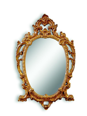 Espejo de pared grande clásico, espejo colgante de madera dorada para vestíbulo 64x104 cm.