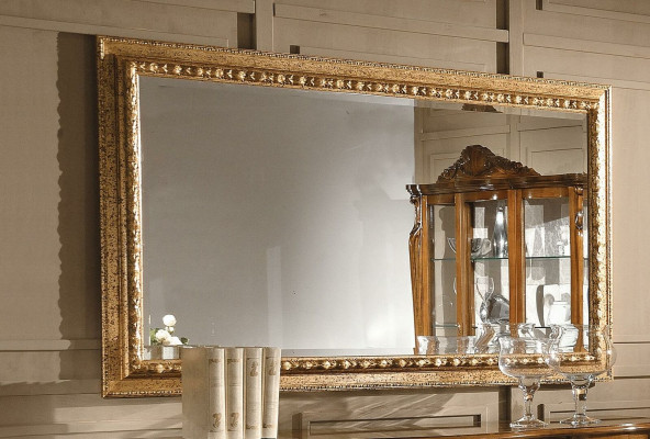 Diseño de espejo dorado de lujo xxl, espejo de pared con marco de madera estilo barroco italiano nuevo.