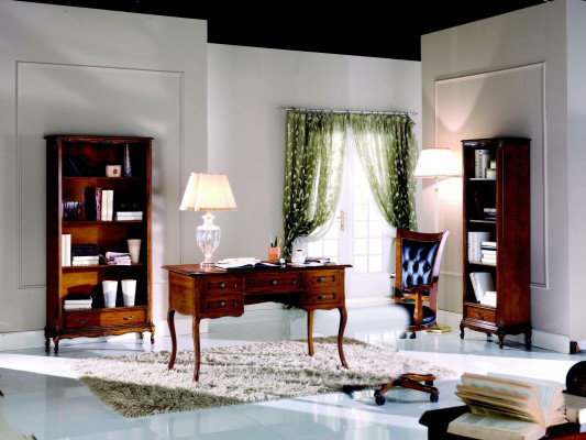 Muebles de madera clásicos italianos, escritorio de lujo, estilo de muebles de oficina
