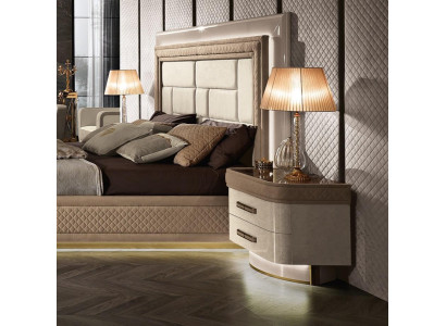 Dormitorio Consola Mesa de Noche Mesa Auxiliar Diseño Moderno Muebles Madera Beige Nuevo
