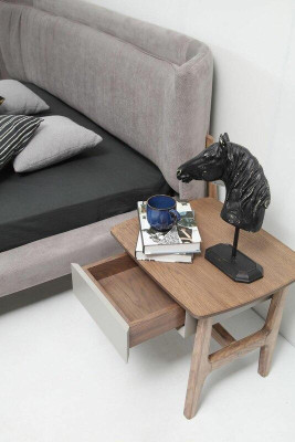 Juego de dormitorio cama doble cama mesitas de noche gris Set 3 piezas tela