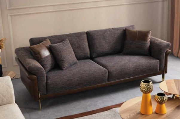 Sofá de 3 plazas gris con sillón conjunto de sala de estar muebles de diseño de lujo