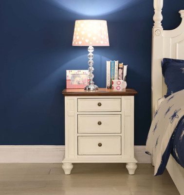 Dormitorio Mesitas de noche clásicas de madera maciza Muebles rústicos Mesas auxiliares
