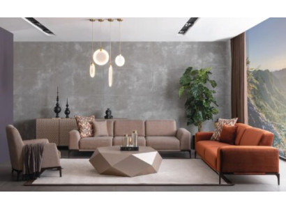Muebles de estilo italiano Conjunto de sofá de sala de estar 431 Asiento Aparador Mesa de 6 piezas