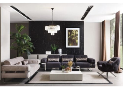 Sofá conjunto Set 431 asiento 3x mesas de sofá conjunto de sofás diseño mesas 6 piezas.
