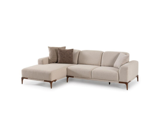 Sofá esquinero de salón en forma de L, sofá de 3 plazas, sillón, mesa de centro y set de 2 mesitas auxiliares.