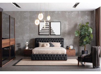 Cama Armario 2x Mesita de noche Lujo Dormitorio Acolchado Diseño nuevo