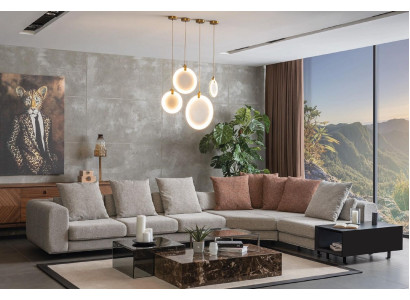 Sofá de esquina para el salón en forma de L, diseño de muebles moderno y nuevo.