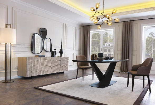 Salón espejo aparador armario elegante diseño lujo 2 piezas nuevo beige