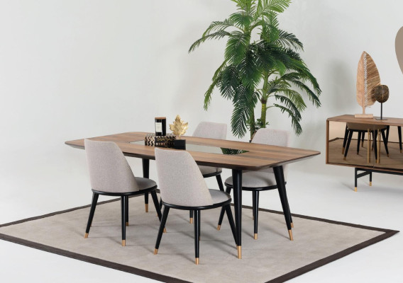 Silla de comedor beige de diseñador súper cómoda en estilo moderno.